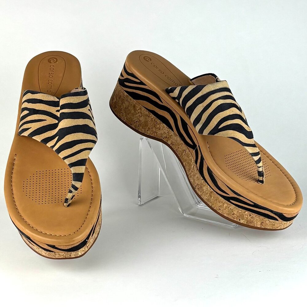 Corso Como Zebra Print Cork Wedge Flip Flops – Size 11M Never worn